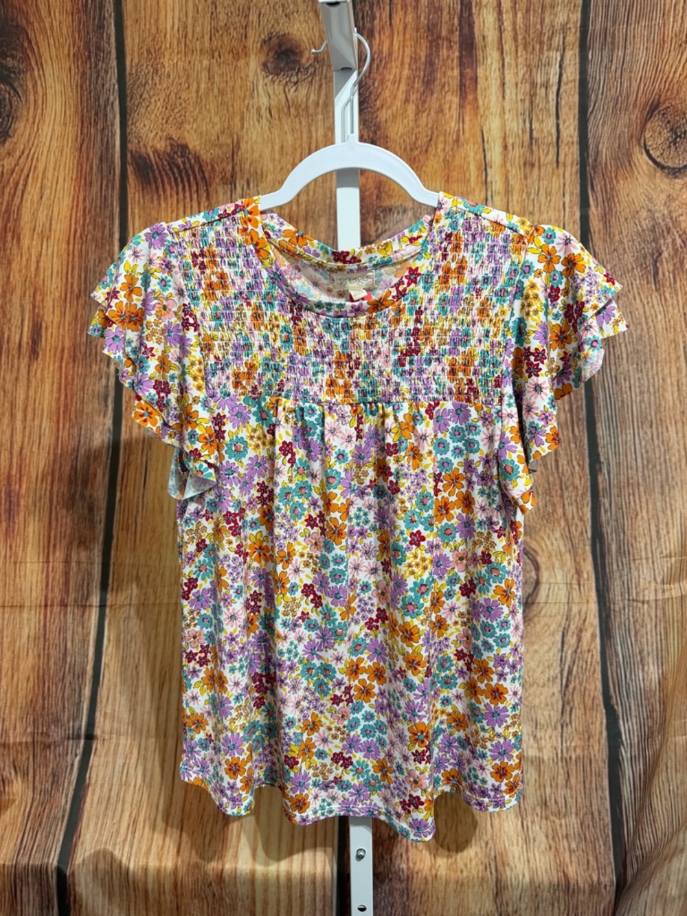 Greige Flutter Sleeve Blouse Size M